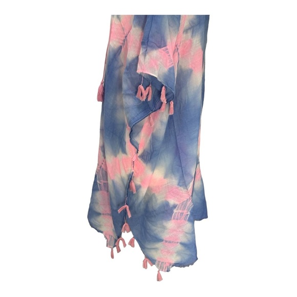 Beulah Style pink & blue tie dye tassel beach swim cover up - Picture 4 of 7